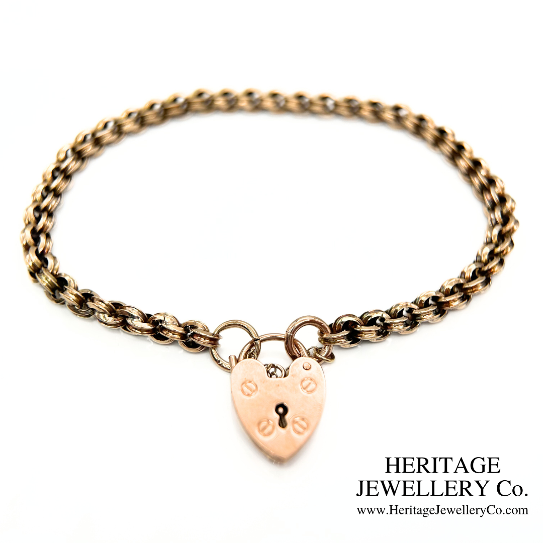Antique Rose gold Victorian bracelet Heart locket vintage bracelet Swe
