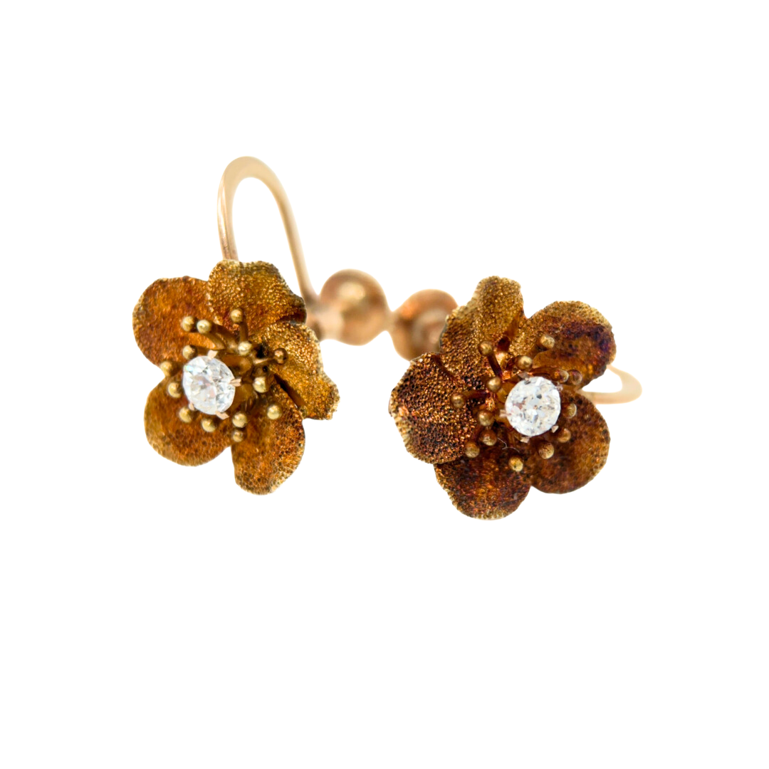 Victorian Diamond Flower Earclips