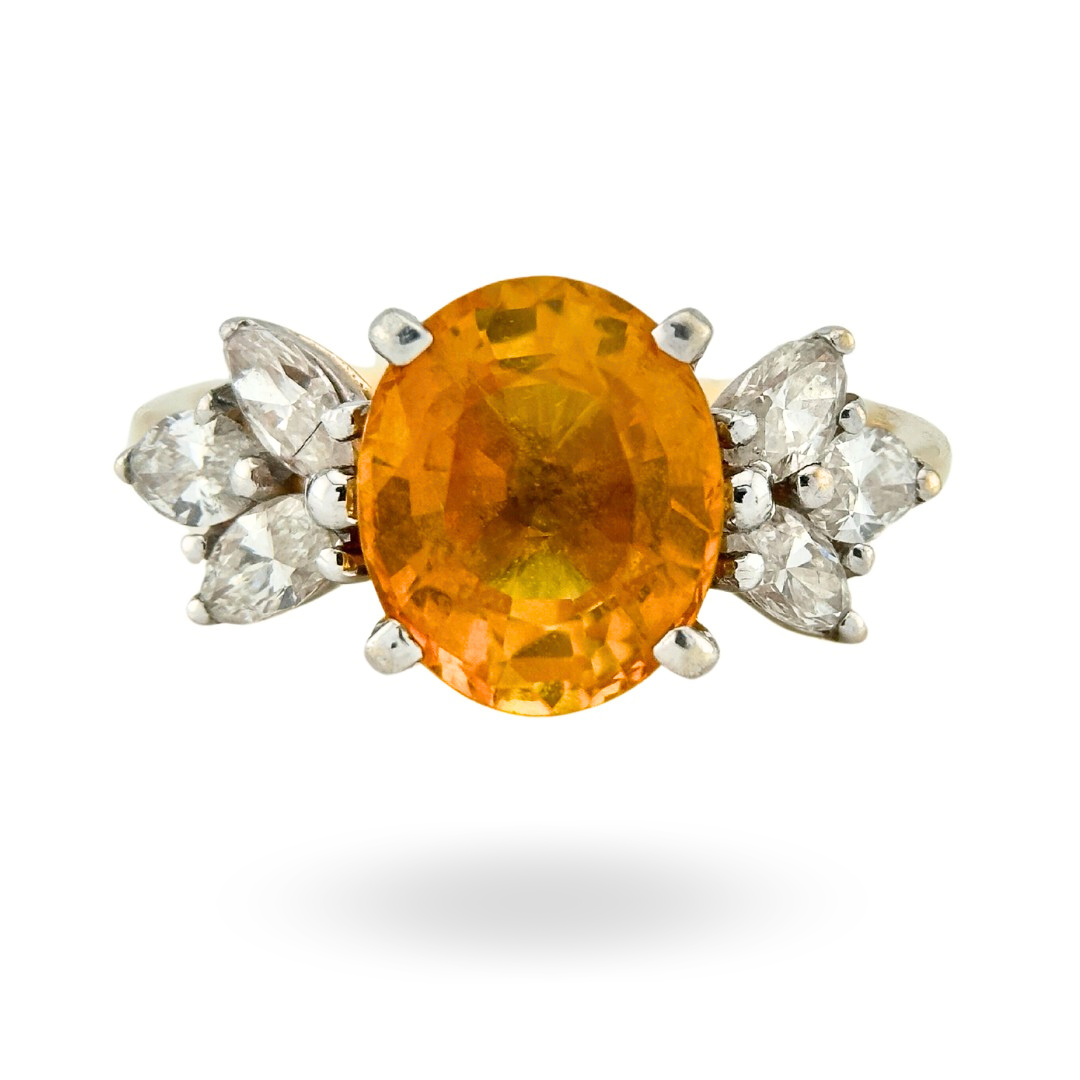 Orange Sapphire and Diamond Ring