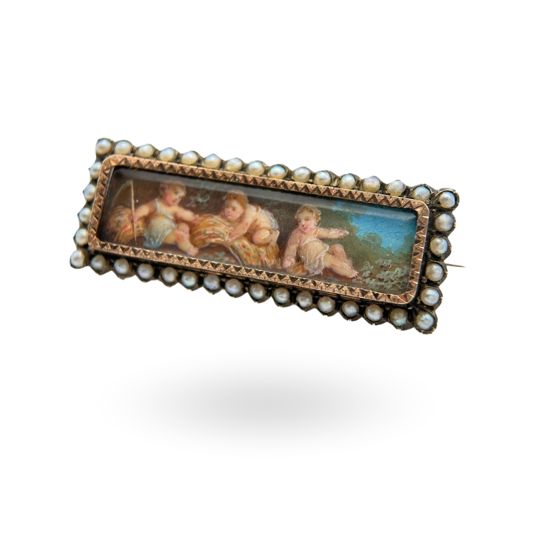 Georgian Enamel Miniature Brooch