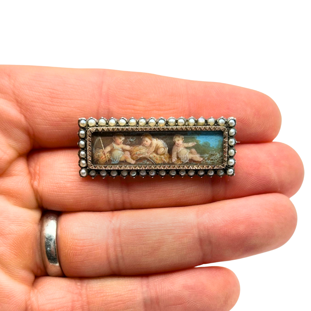 Georgian Enamel Miniature Brooch