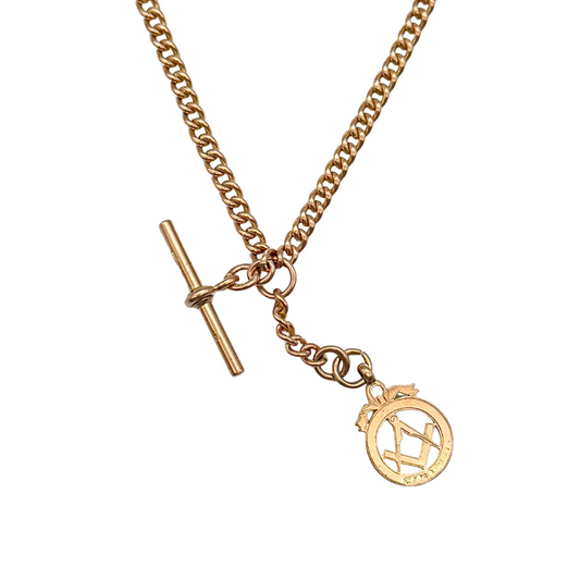 Antique Gold Albert Chain with Masonic Charm