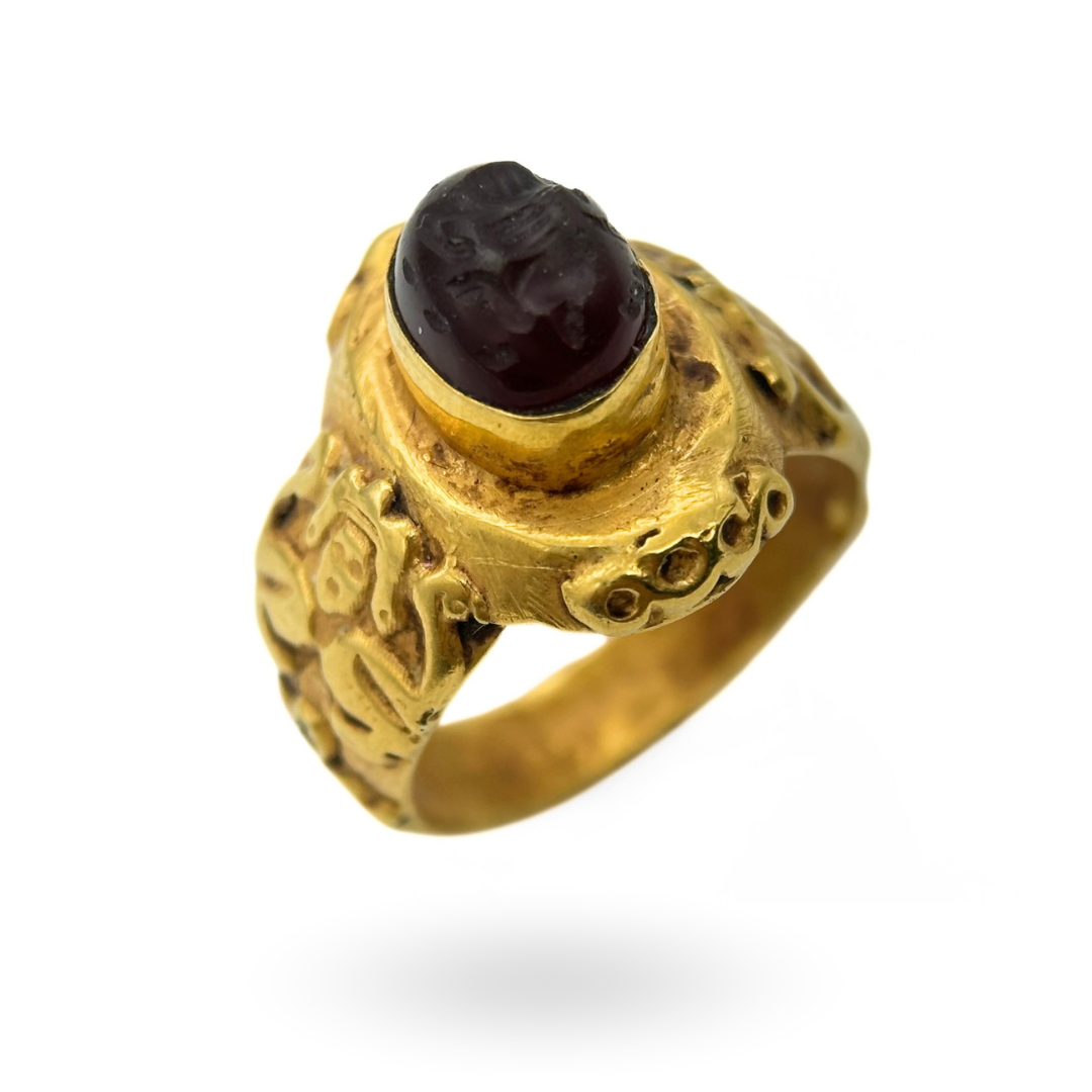 Antique Garnet Signet Ring