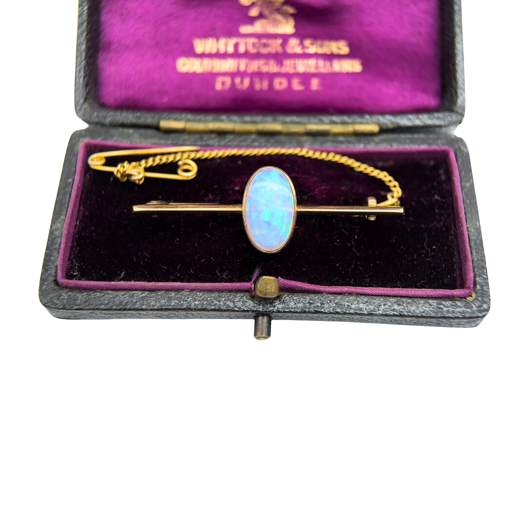 Antique Opal Bar Brooch (9ct Gold)