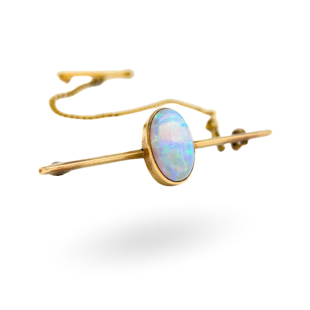 Antique Opal Bar Brooch (9ct Gold)