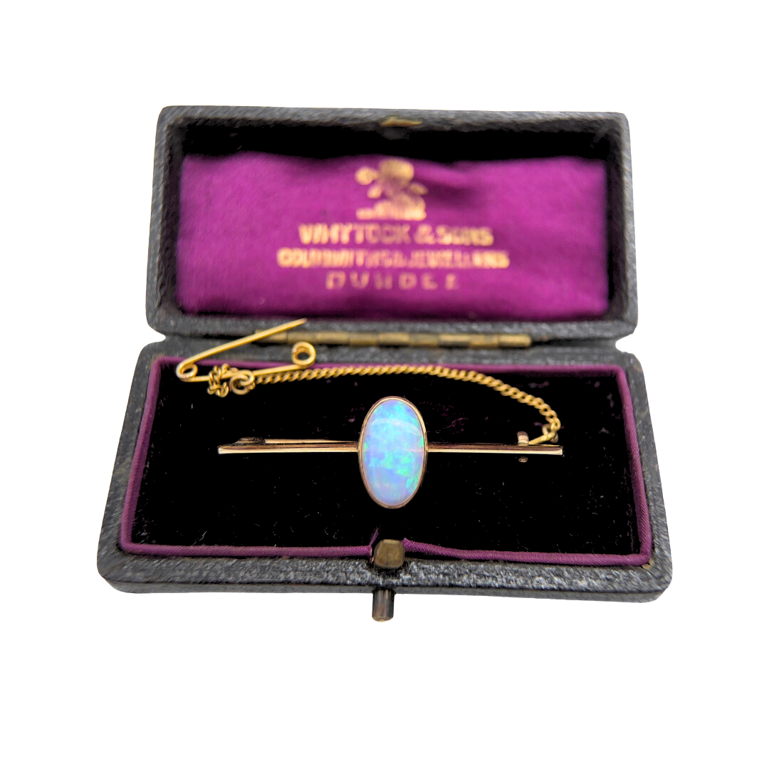 Antique Opal Bar Brooch (9ct Gold)