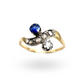 Antique Sapphire & Diamond Crossover Ring